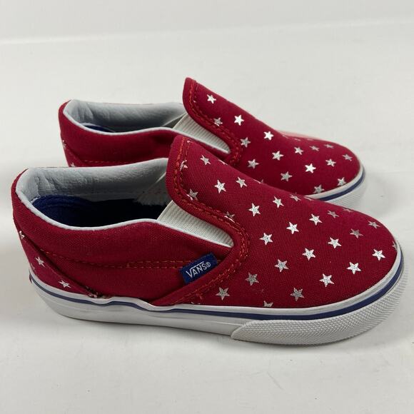 Vans Classic Slip on US Toddler 8 Red Blue - Picture 2 of 7